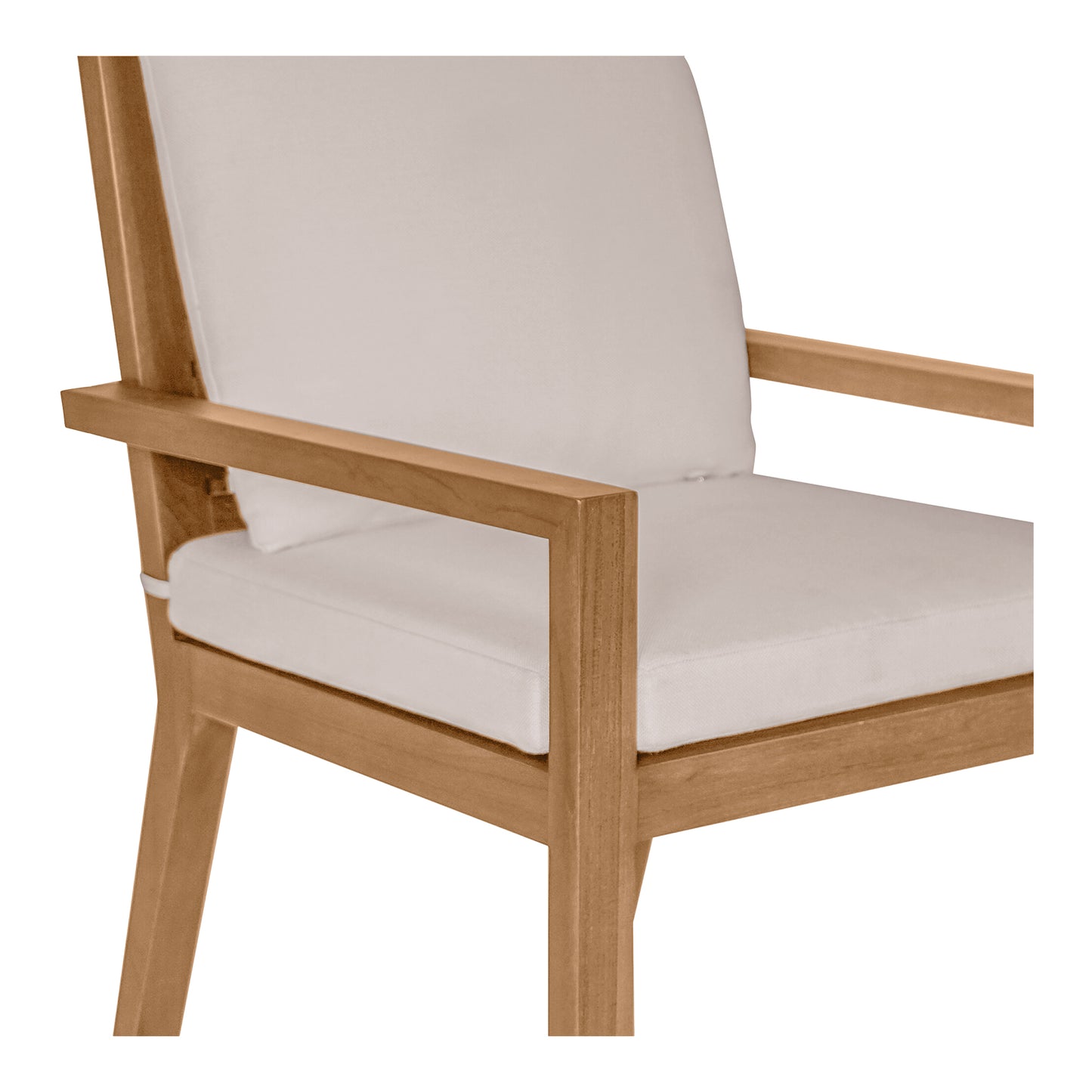 Outdoor Dining Chair, Slatted Back, Solid Teak, Quick Dry Foam, White