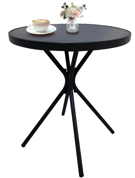 Tempered Glass Side Table 24" Round, Black Iron Frame, 10-Minute Easy Assembly, Indoor Outdoor Use for Balcony Patio Deck Small Garden