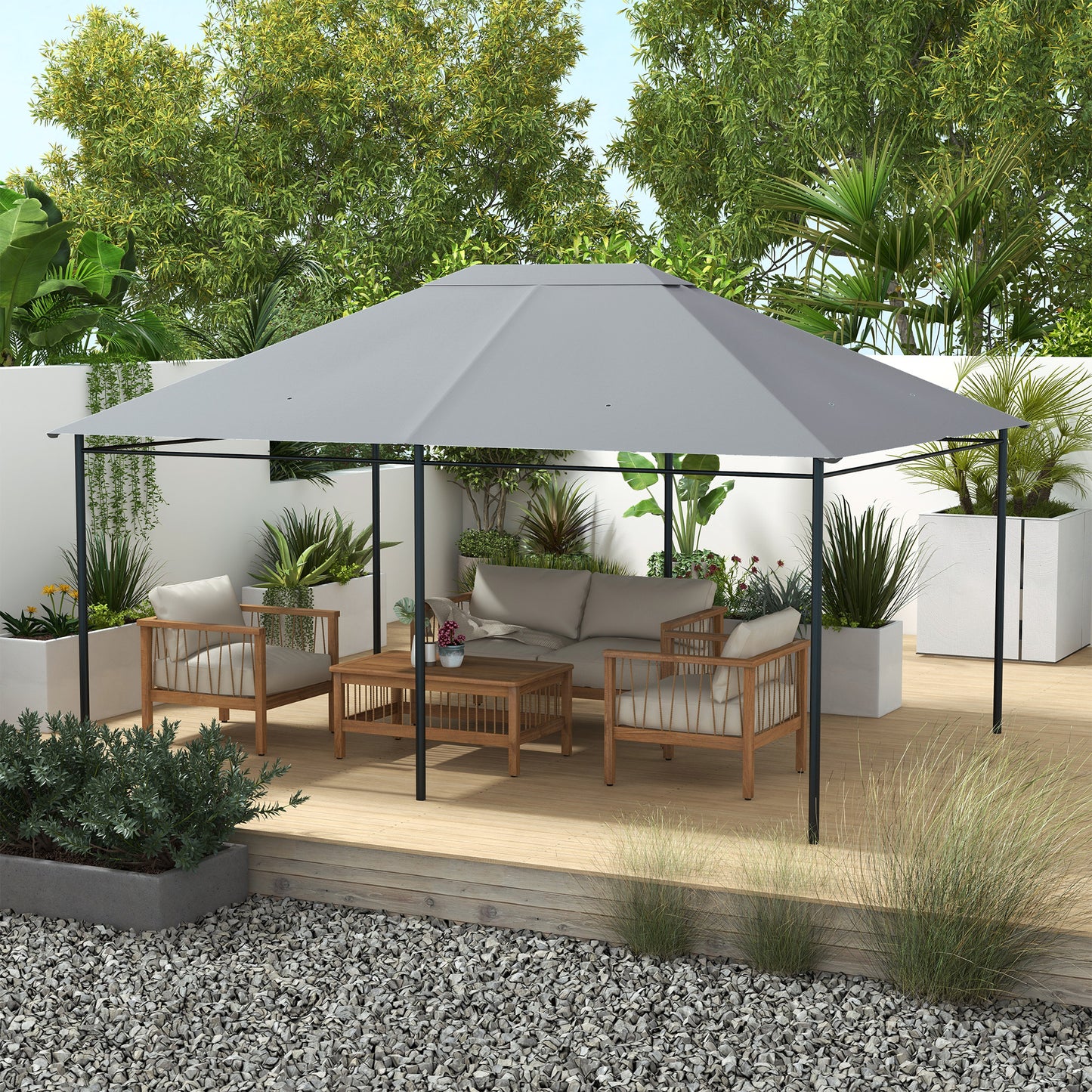 Outsunny 10' x 13' Gazebo Canopy Replacement, Outdoor Gazebo Cover Top Roof Replacement with Vents and Drain Holes, (TOP COVER ONLY), Light Gray