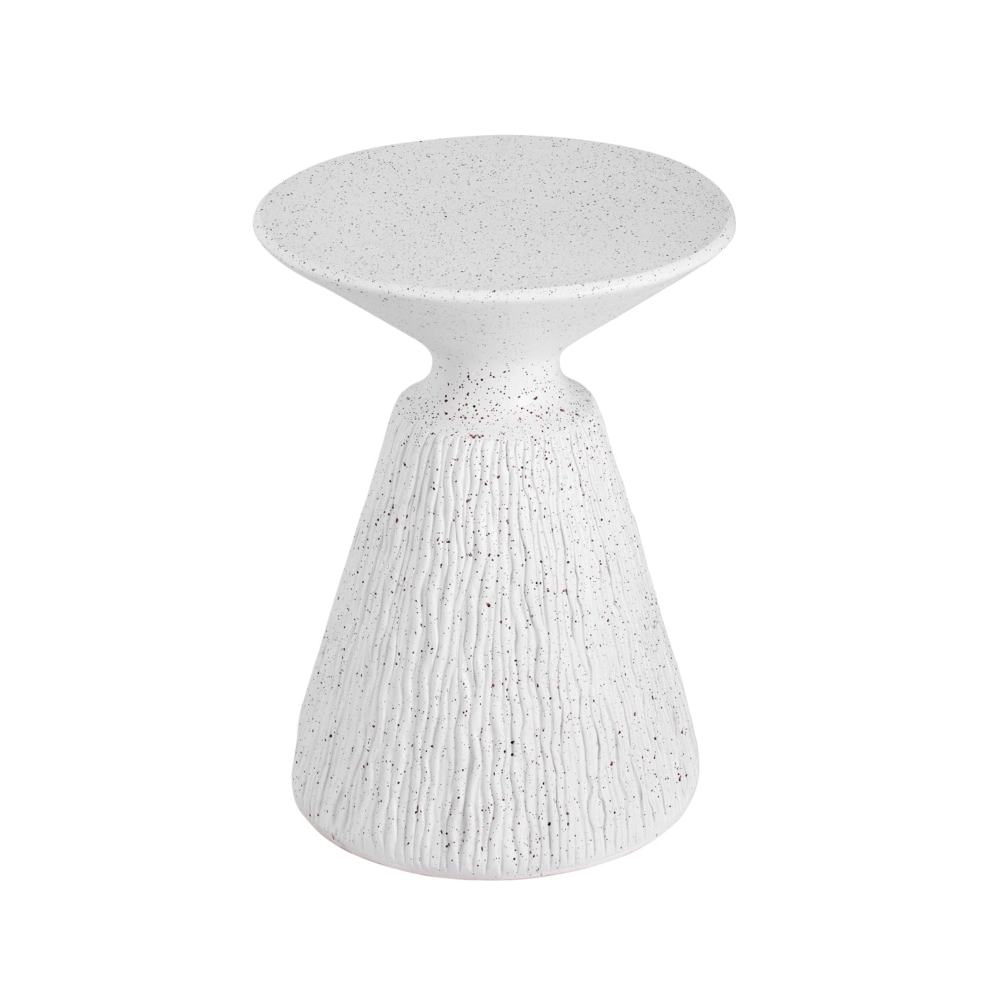 Outdoor White Marble Retro Speckled Textured All-Weather MGO Side Table – Indoor End Table for Home, Office, Living Room & Patio Decor