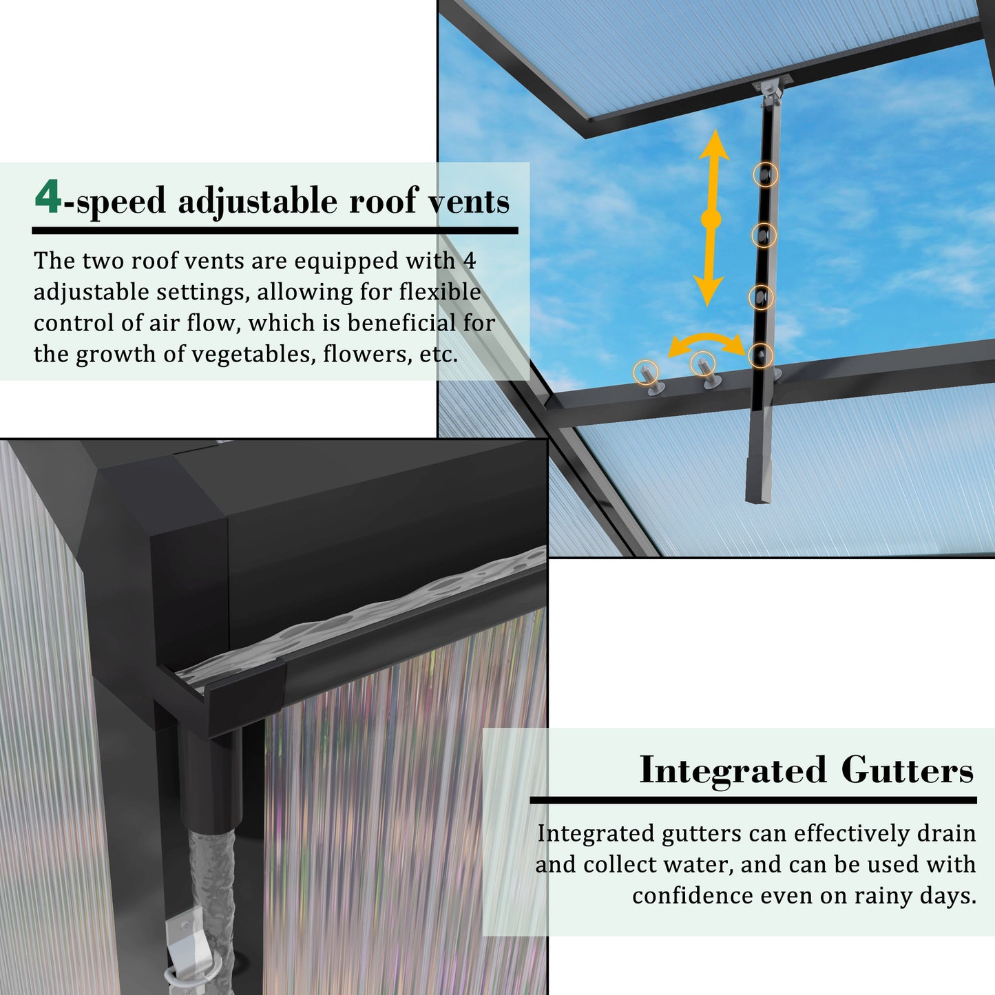 Newly marketed Gain height windproofaluminum greenhouse 10x12 FT Polycarbonate Greenhouse Raised Base and Anchor Aluminum Heavy Duty Walk-in Greenhouses for Outdoor Backyard in All Season