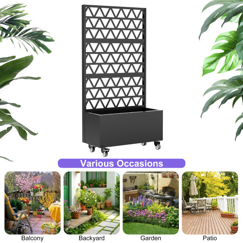 Black Steel Rectangular Raised Garden Bed (35.83 in. L x 16.14 in. W x 72.05 in. H) for Climbing Plants, Vegetable Vines