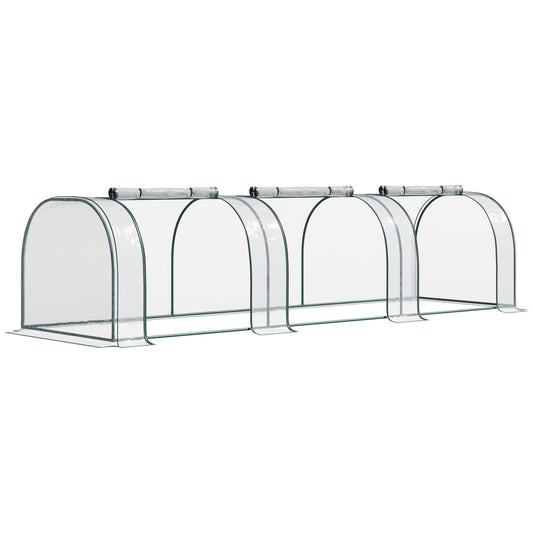 Outsunny 11' x 3' x 2.5' Mini Greenhouse, Portable Tunnel Green House with Roll-Up Zippered Doors, UV Waterproof Cover, Steel Frame, Clear