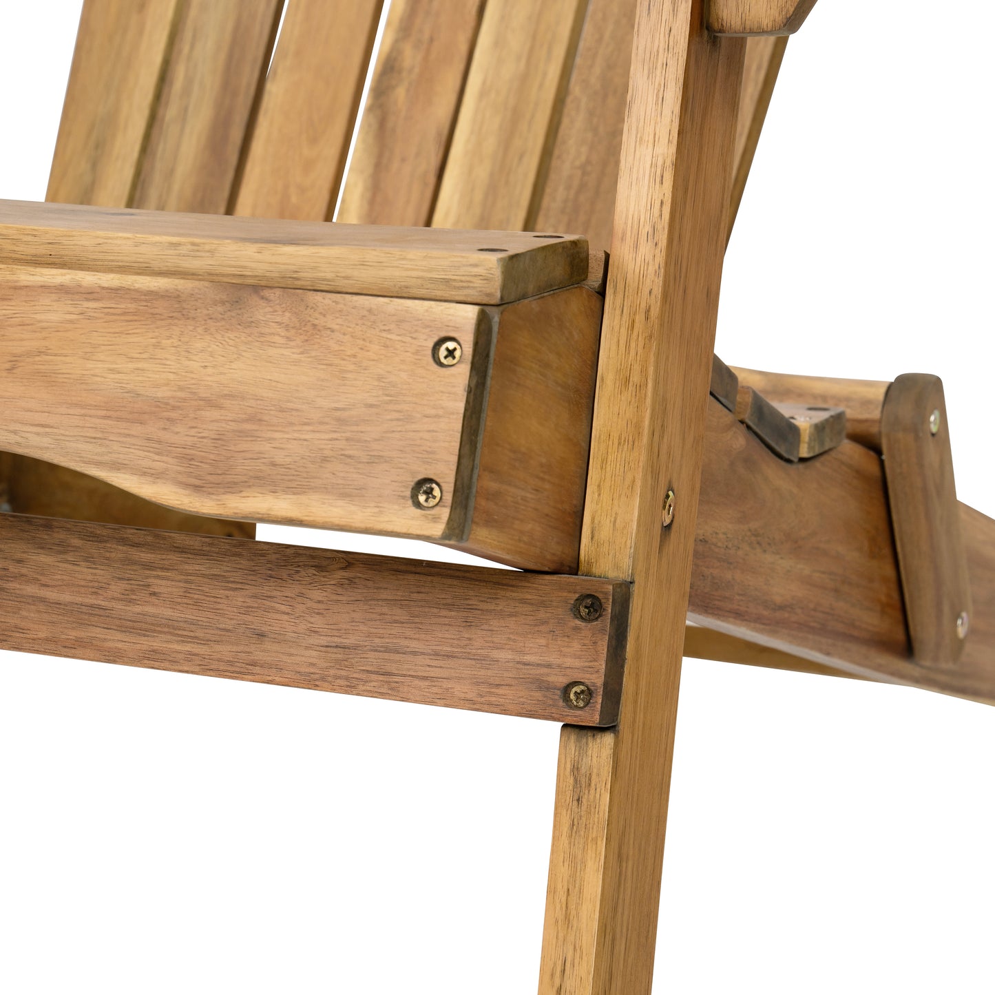 Folding Adirondack Chair Wooden Accent Furniture Lounge Chairs,Foldable Design for Patio & Garden Relaxation with Slatted Back & Wide Armrests- Teak Finish(Original SKU:57702.00NTLS/N770P241668M)