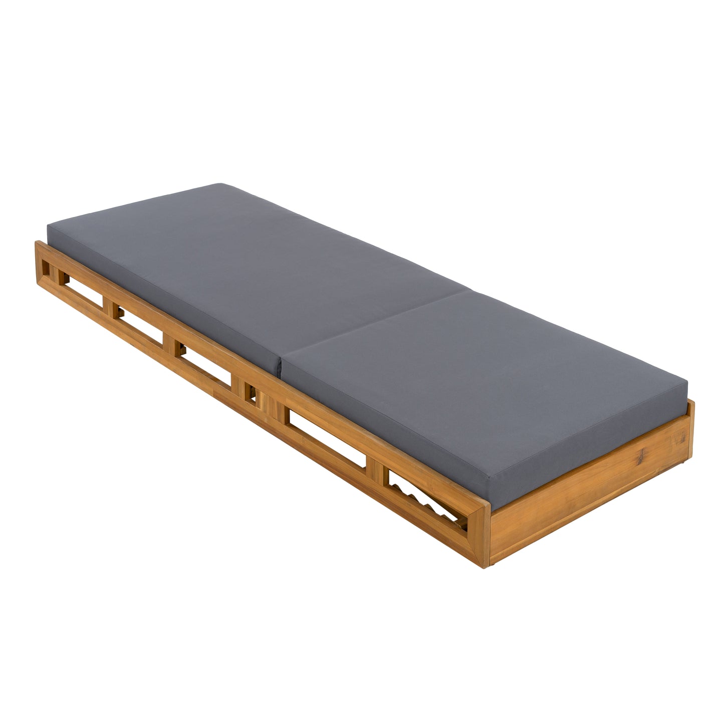 LOUNGE CHAISE SET, ACACIA WOOD WITH WATER-RESISTANT LOUNGE CUSHIONS (Dark Grey/ & 4 INCH THICK) - MATCHING CREAM VERSION AVAILABLE