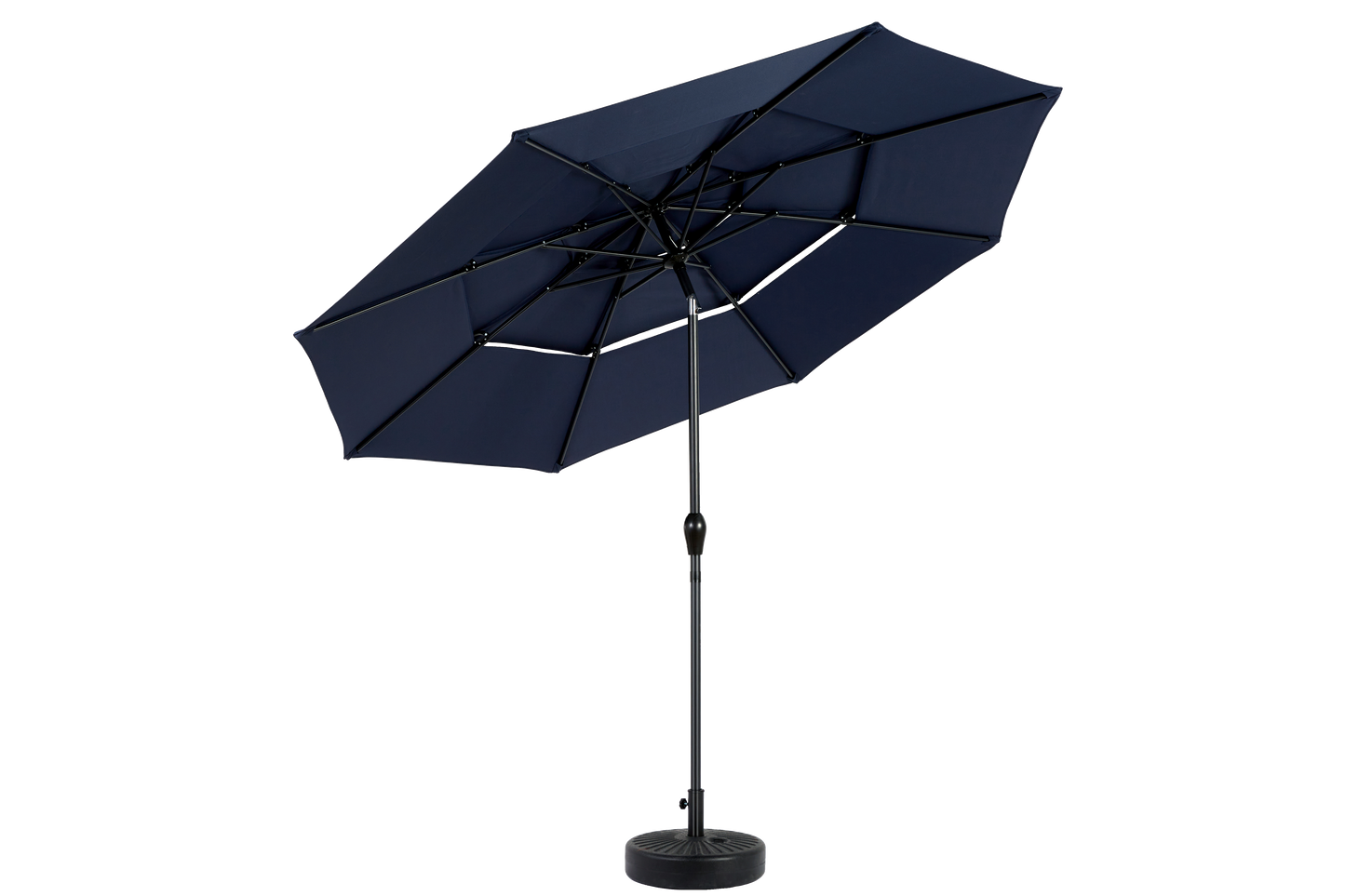 Aluminium 10ft 3 Tier Auto-tilt Umbrella ,Outdoor Patio Umbrella - Market Table Pool Deck Umbrella (Base Not Included)   - (Navy blue )