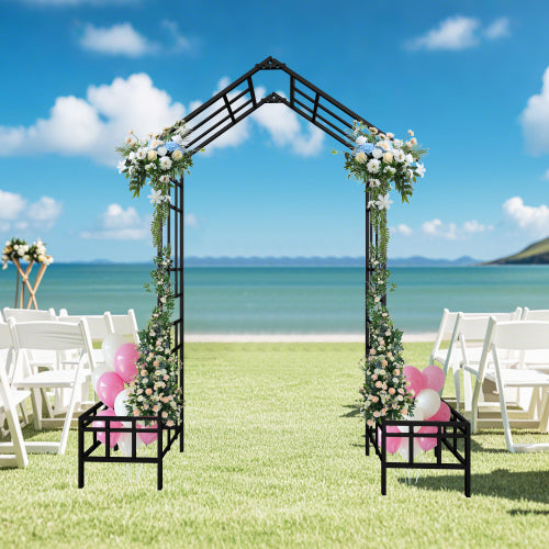 101.97 in. x 68.11 in. Grande Metal Arbor, Garden Arch Arbor Trellis, Wedding and Event Decoration, Garden Trellis