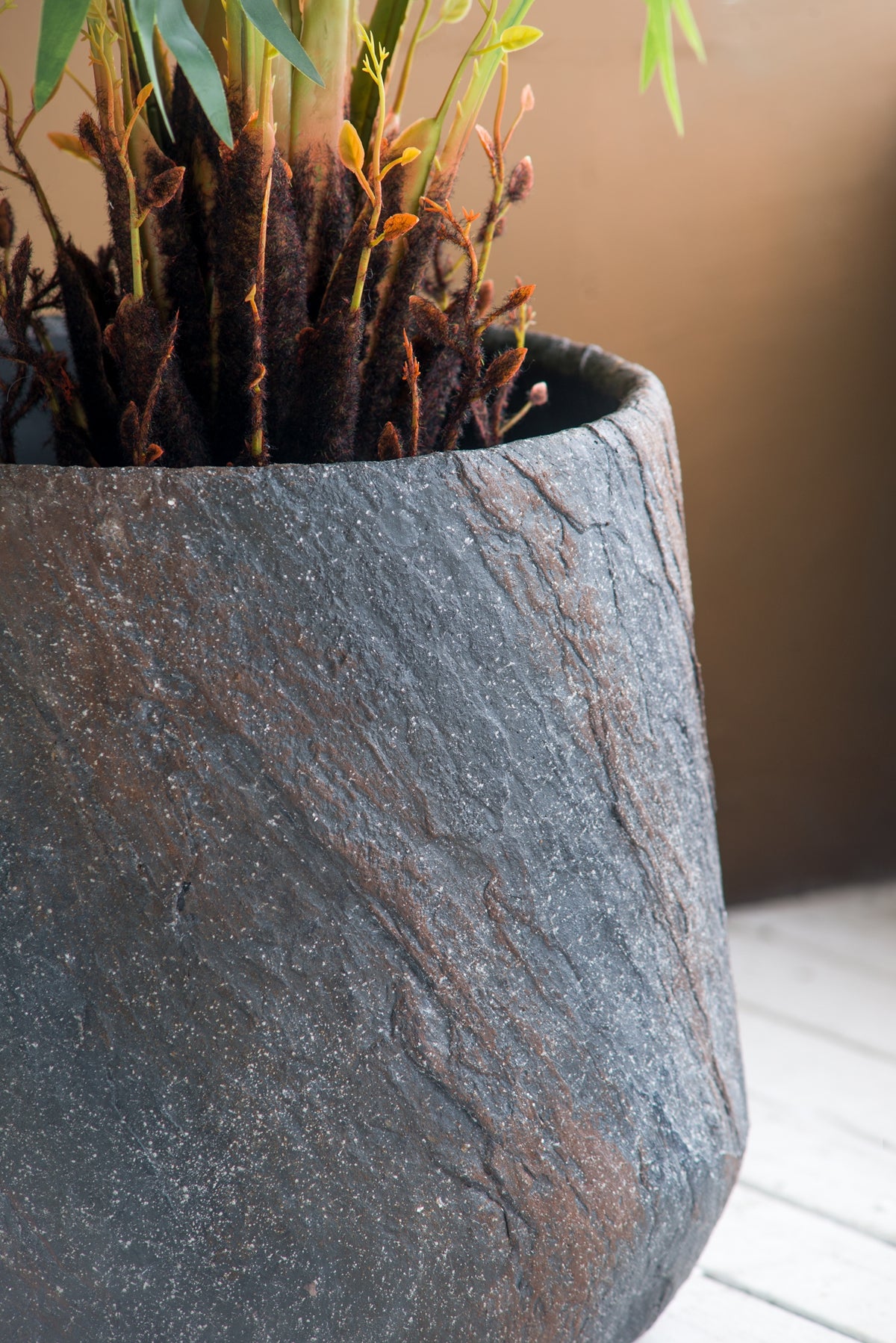 14.2x14.2x13.4" Cement Planter Large, Indoor Outdoor Garden Functional Decor