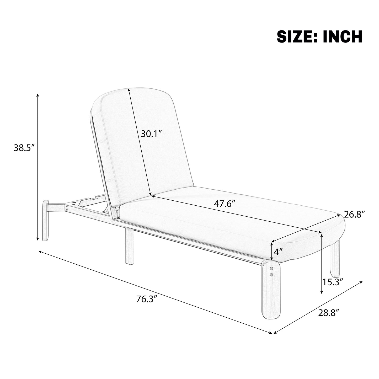 Outdoor Chaise Lounge Adjustable Patio Chaise Outdoor Reclining Chair Pool Lounge Chair with Adjustable Backrest for Patio, Poolside or Beach, Grey