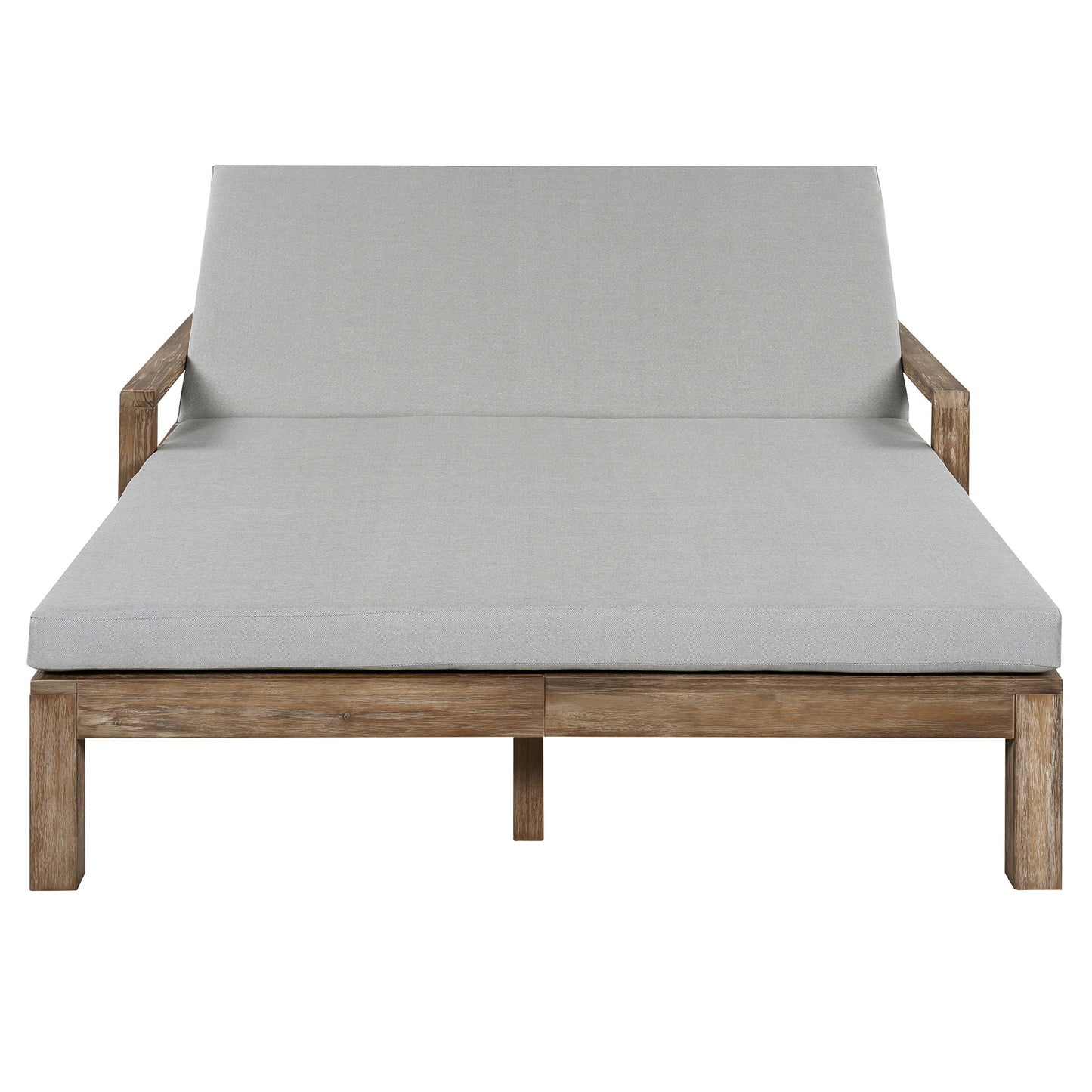 TREXM 1-Piece Farmhouse-styled Wooden Outdoor Sunbed for Ultimate Relaxation Outdoor Daybed Seating 2 People for Poolside, Garden and Backyard (Grey)