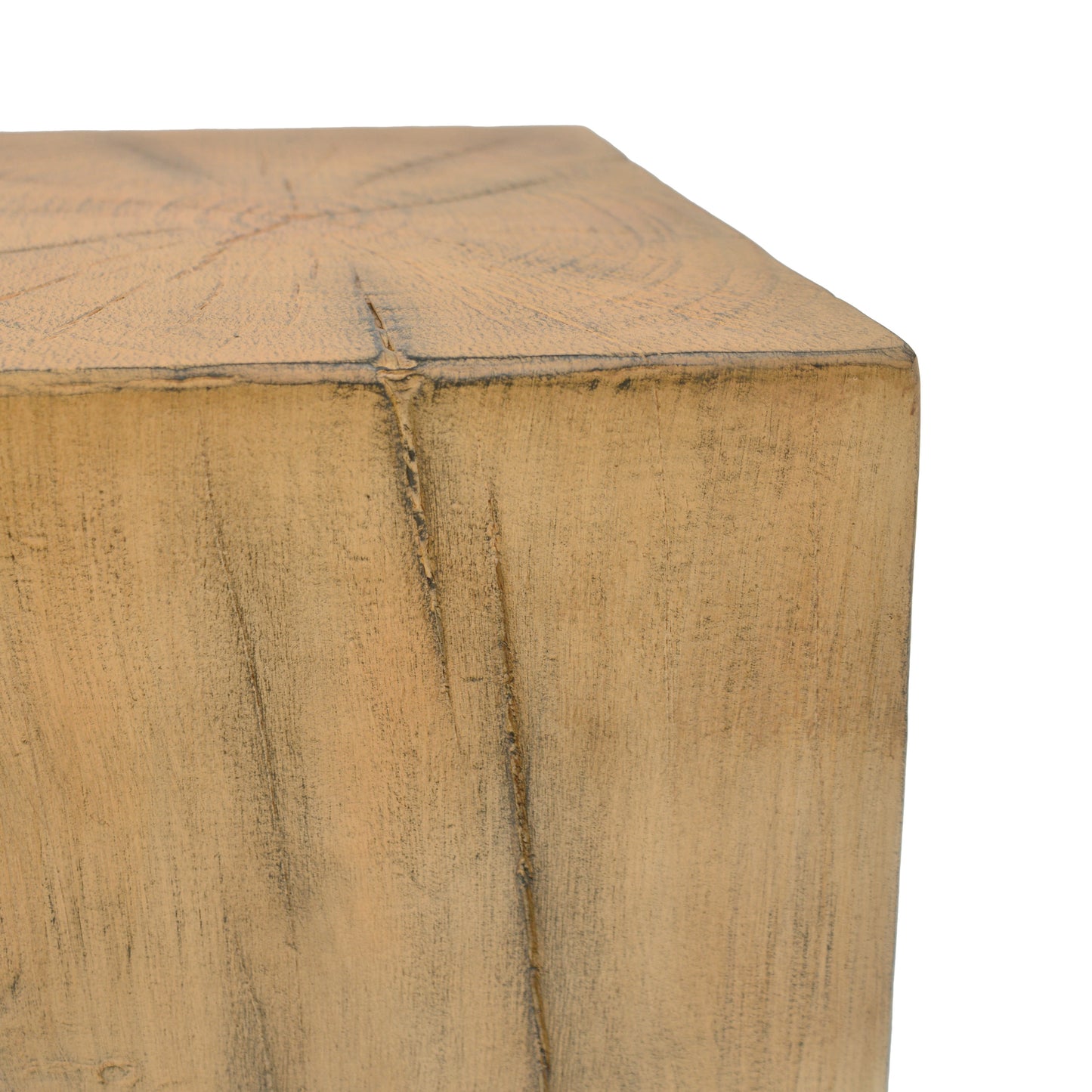 Wood-Look Square-Column MGO End Table,  H33.75",Wood-Like Distressed Finish, Mix with Different Heights, Indoor Outdoor Use,Natural Color
