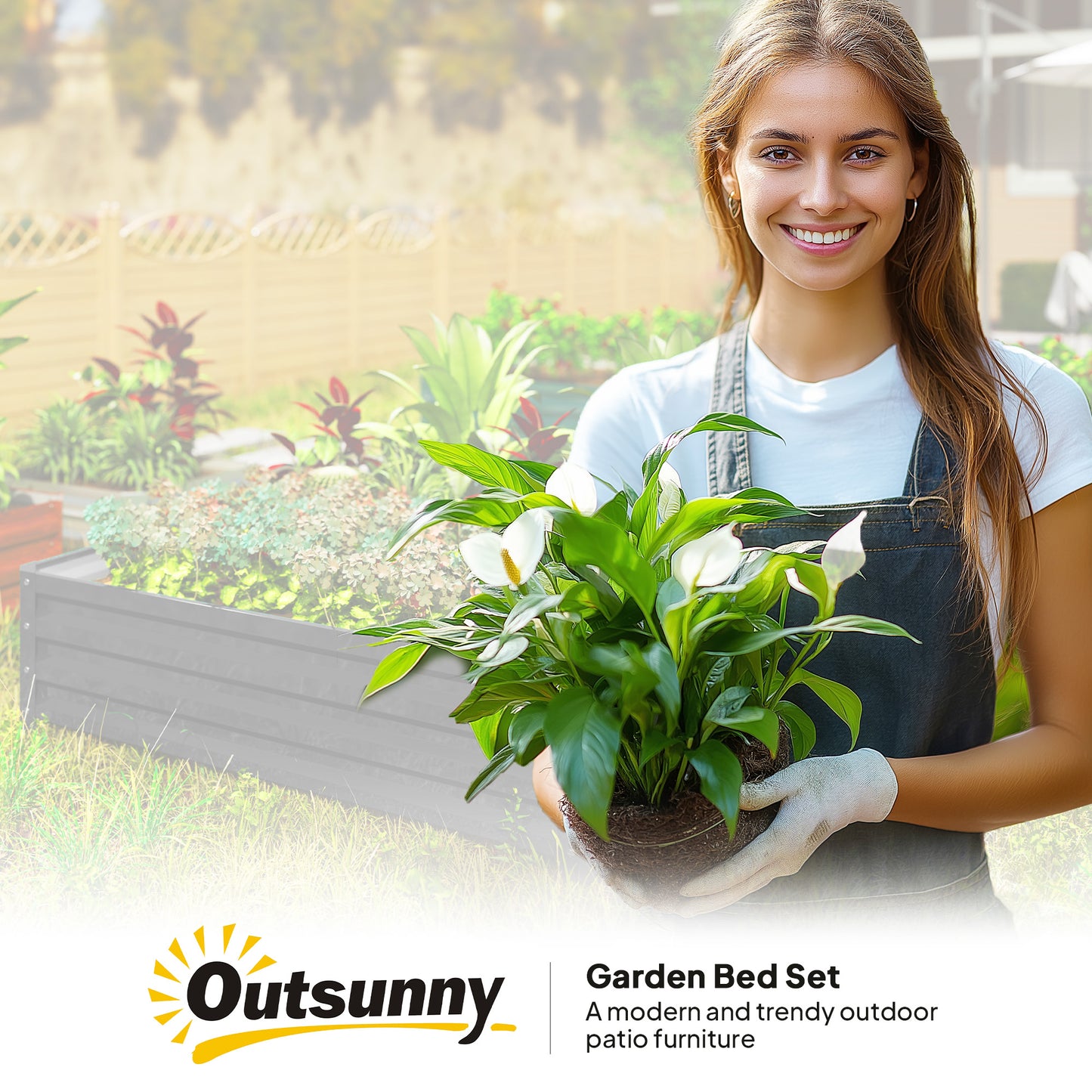Outsunny 4' x 4' x 1' Galvanized Raised Garden Bed, Planter Raised Bed with Steel Frame for Vegetables, Flowers, Plants and Herbs, Gray