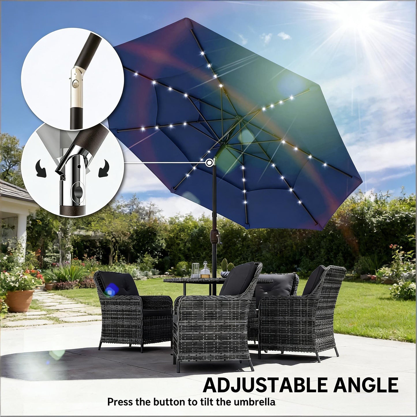 Garden Umbrella,3 Tier Outdoor Table Umbrella,Outdoor Patio Umbrella (Only Umbrella)