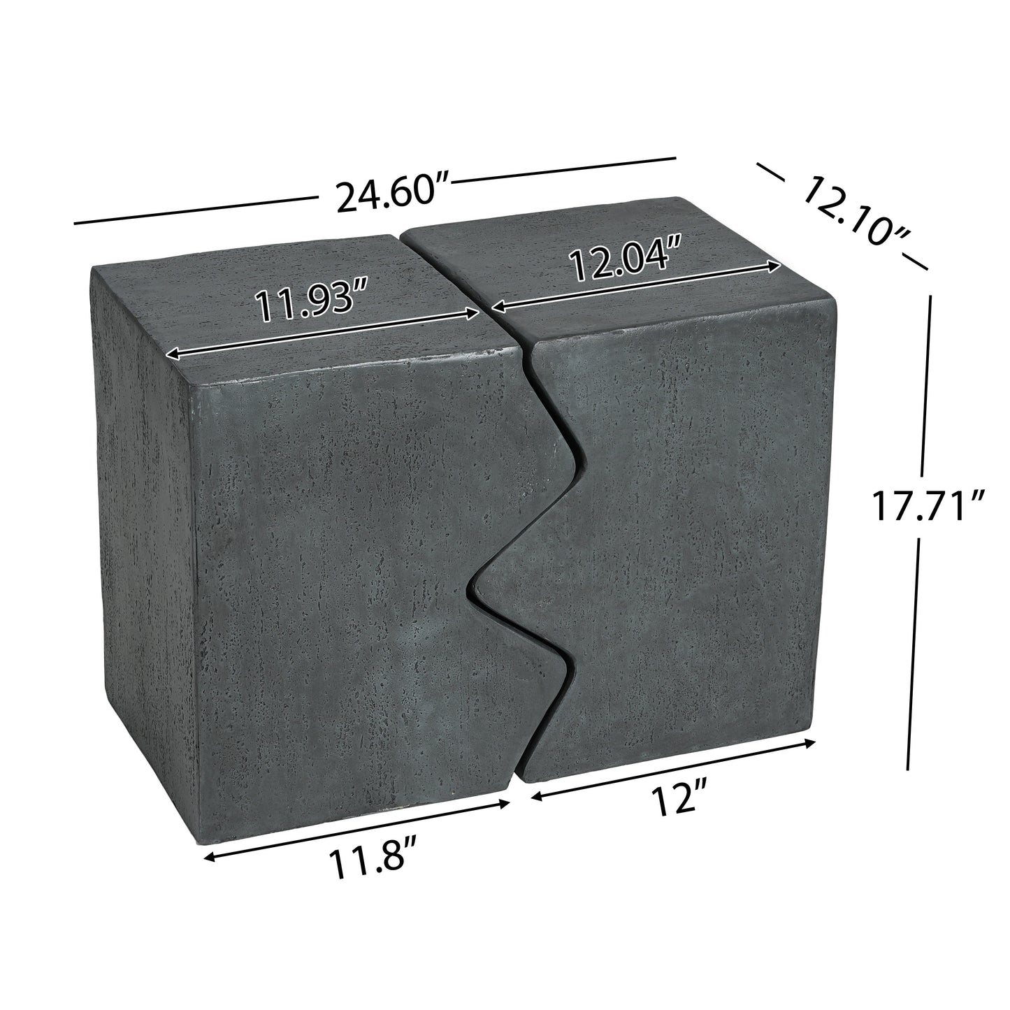 MGO Side Table, Set of 2 Rectangular Outdoor Side Tables, Decorative Garden Stools for Indoor Outdoor, Accent Table Patio Side Table End Table w Spotted, Stone Gray Color