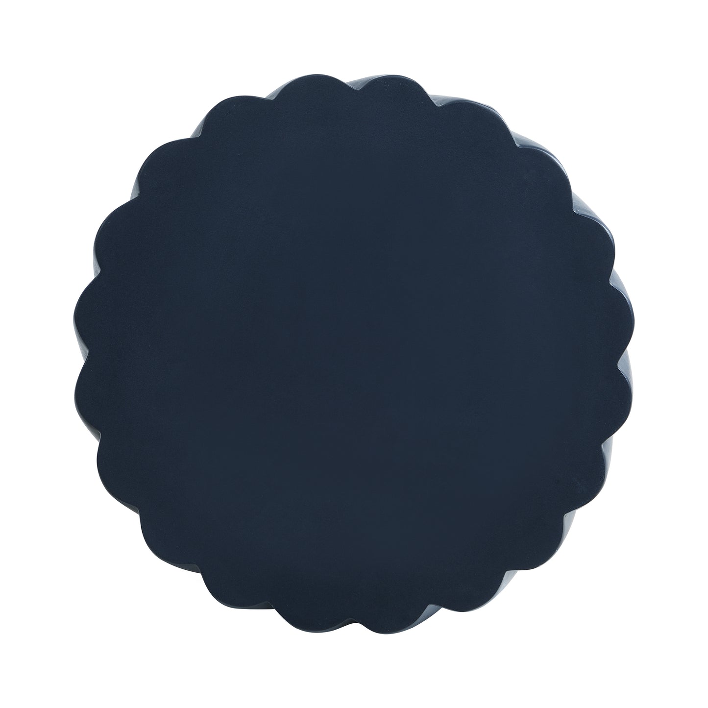 Modern Navy Blue Outdoor Table with Fluted Design - 16.02" Diameter, 18.31" H, MGO Material, 250 lbs Capacity, Assembly-Free Accent Table or Seat for Patio, Garden, or Balcony