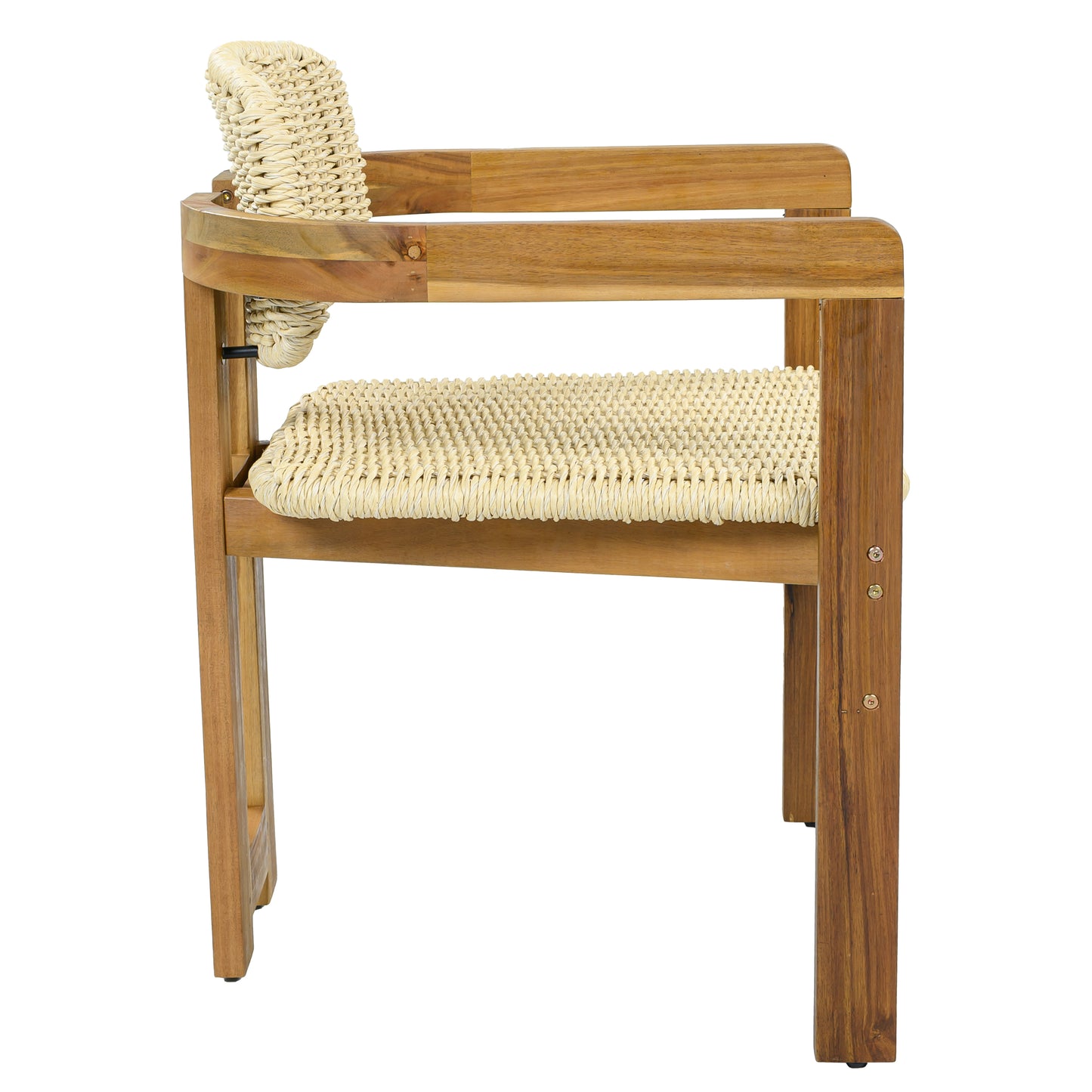 Outdoor Woven Rattan Chair Set Two Accent Chairs Stylish Outdoor Armchairs 2 Person Seating Group Ergonomic Garden Chairs for Patio, Outdoor, Teak Finish+Natural Rattan