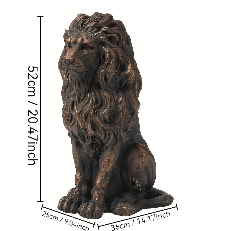 20.5" Lion Statue, Resin Outdoor Guardian Sculpture, Simulated Animal Decor for Villa, Garden, Park & Resort, Patriotic Independence Day Decoration for Home & Courtyard