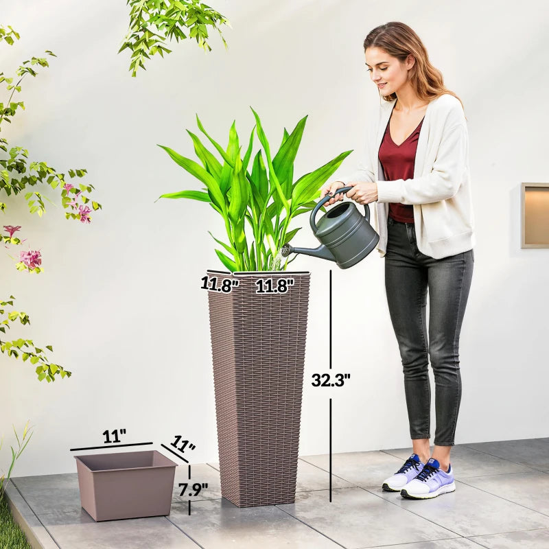 Flower Boxs,Set of 2 Flower Pots,Tall Planters