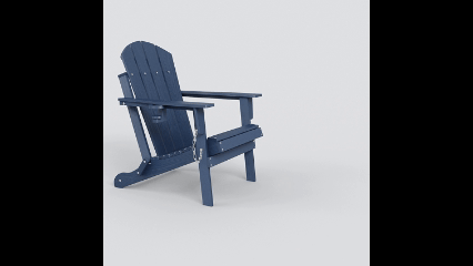 HDPE Folding Adirondack Chair with Dual Cup Holder - Composite Adirondack Chair with Wood Texture- ,Navy Blue