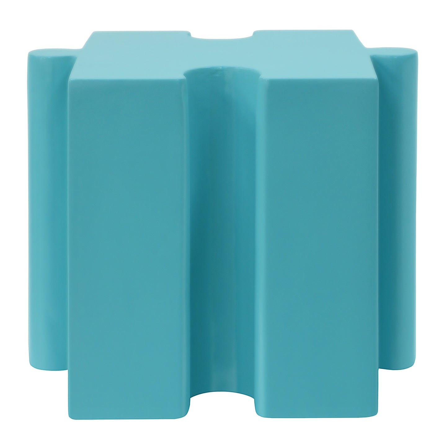 Puzzle Art Side Table, Modular Concave Edge MGO Table - Buy Singles or Combine for Custom Layouts, Indoor & Outdoor,Light Blue Color