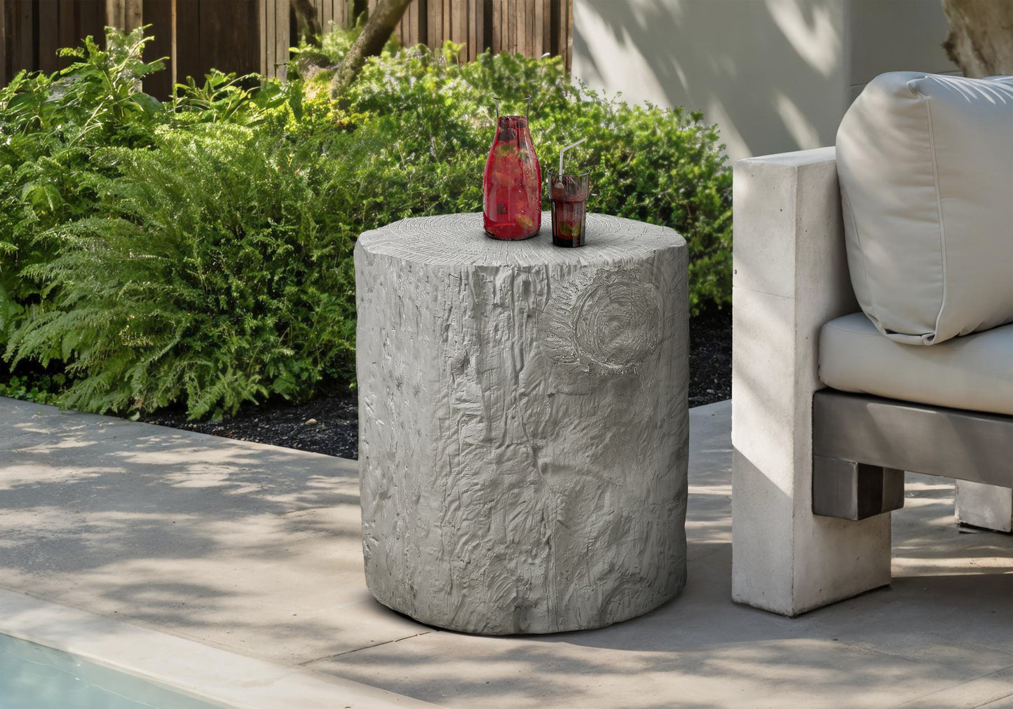Accent Table, 25"h, Indoor Or Outdoor, Drum, End, Nightstand, Round, Side Table, Living Room, Bedroom, Grey, Contemporary, Modern