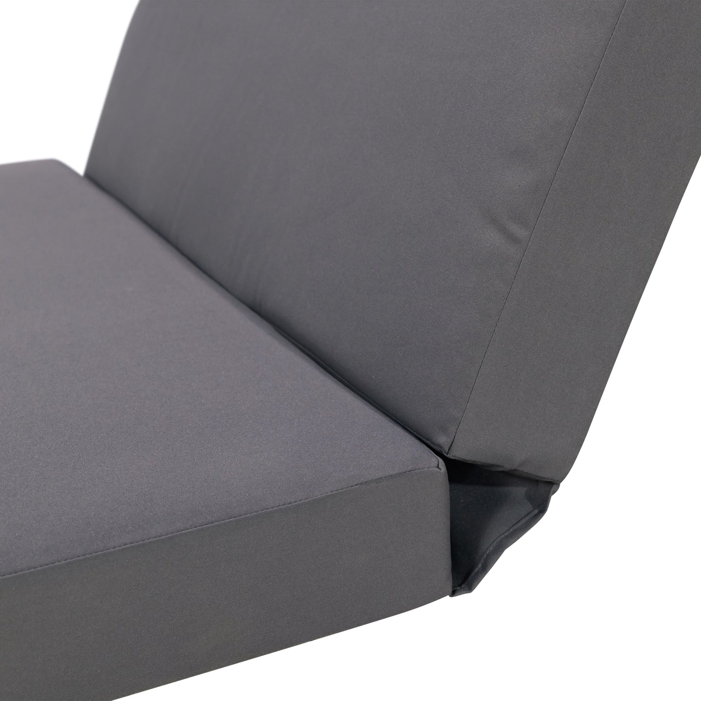 Black Acacia Wood Chaise Lounge with 4-Inch Dark Grey 3-Fold Cushion Set, 4-Position Adjustable Outdoor Patio Lounger with Flat Side Surface, for Poolside- Matching cream version available