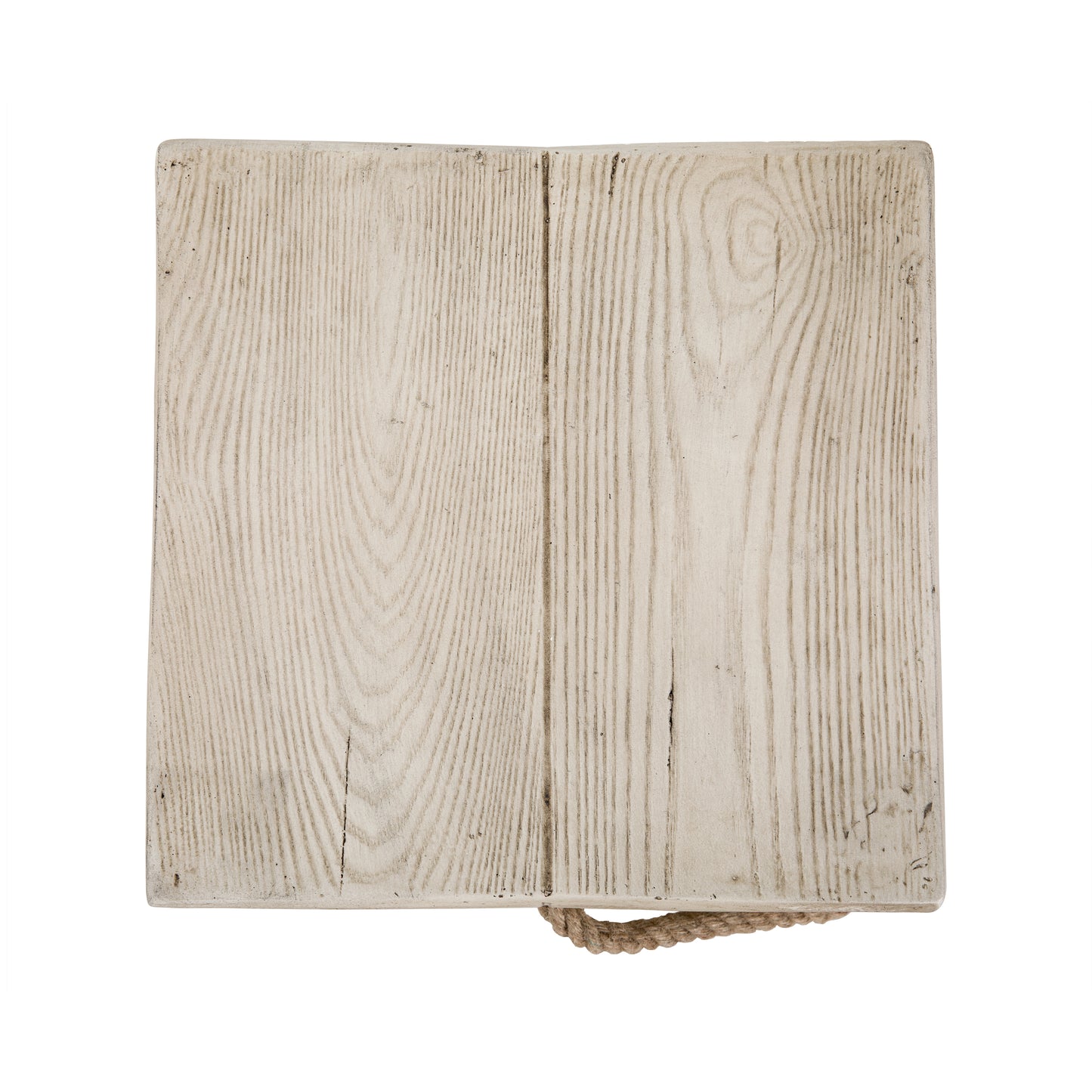 Outdoor Wood Grain Square MGO Side Table with Simulated Braided Cord – Indoor Retro End Table for Home & Patio Decor