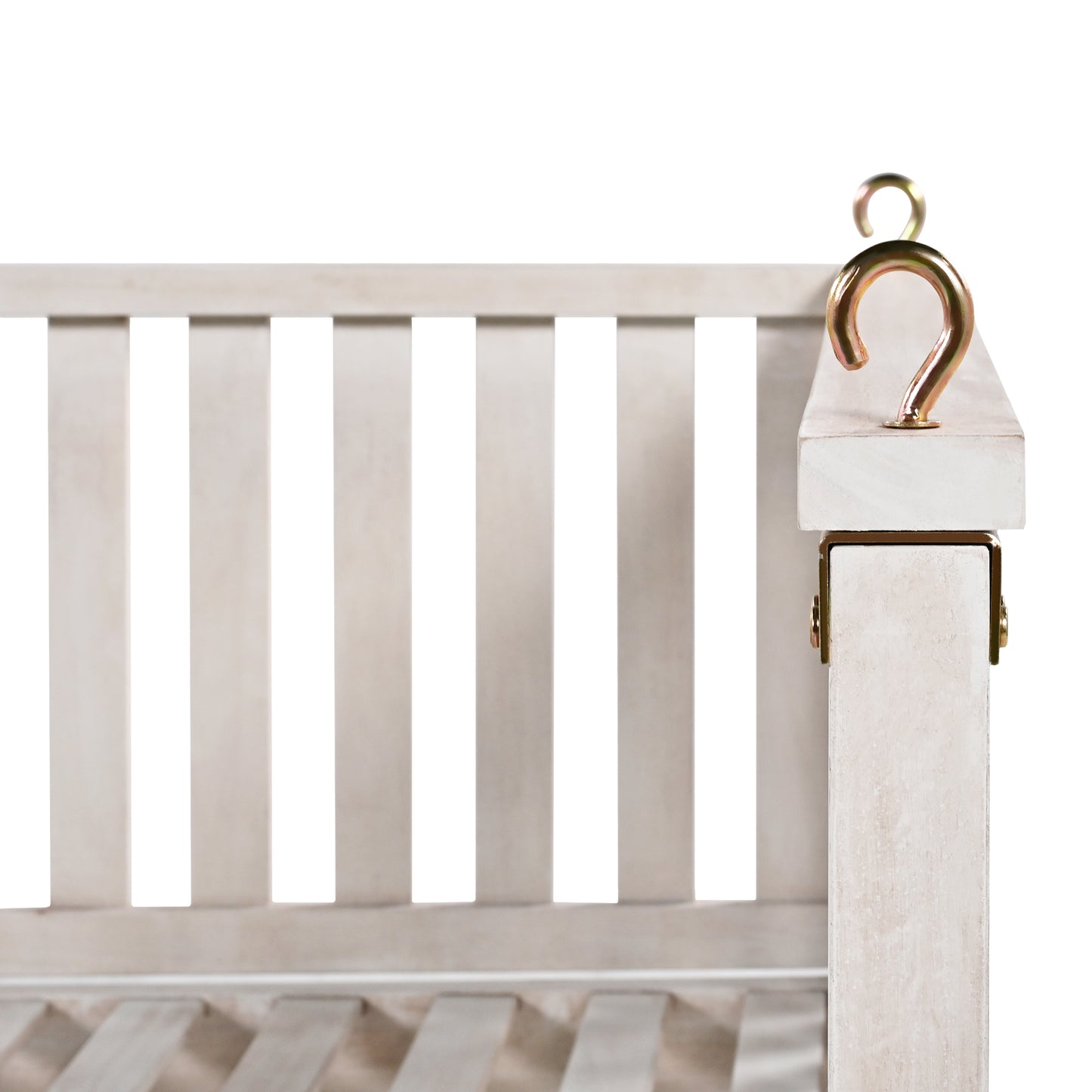 TOPMAX Patio Minimalist Twin Size Garden Swing Bed Wood Porch Swing with Ropes for Backyard, Safe Sloped Design, White