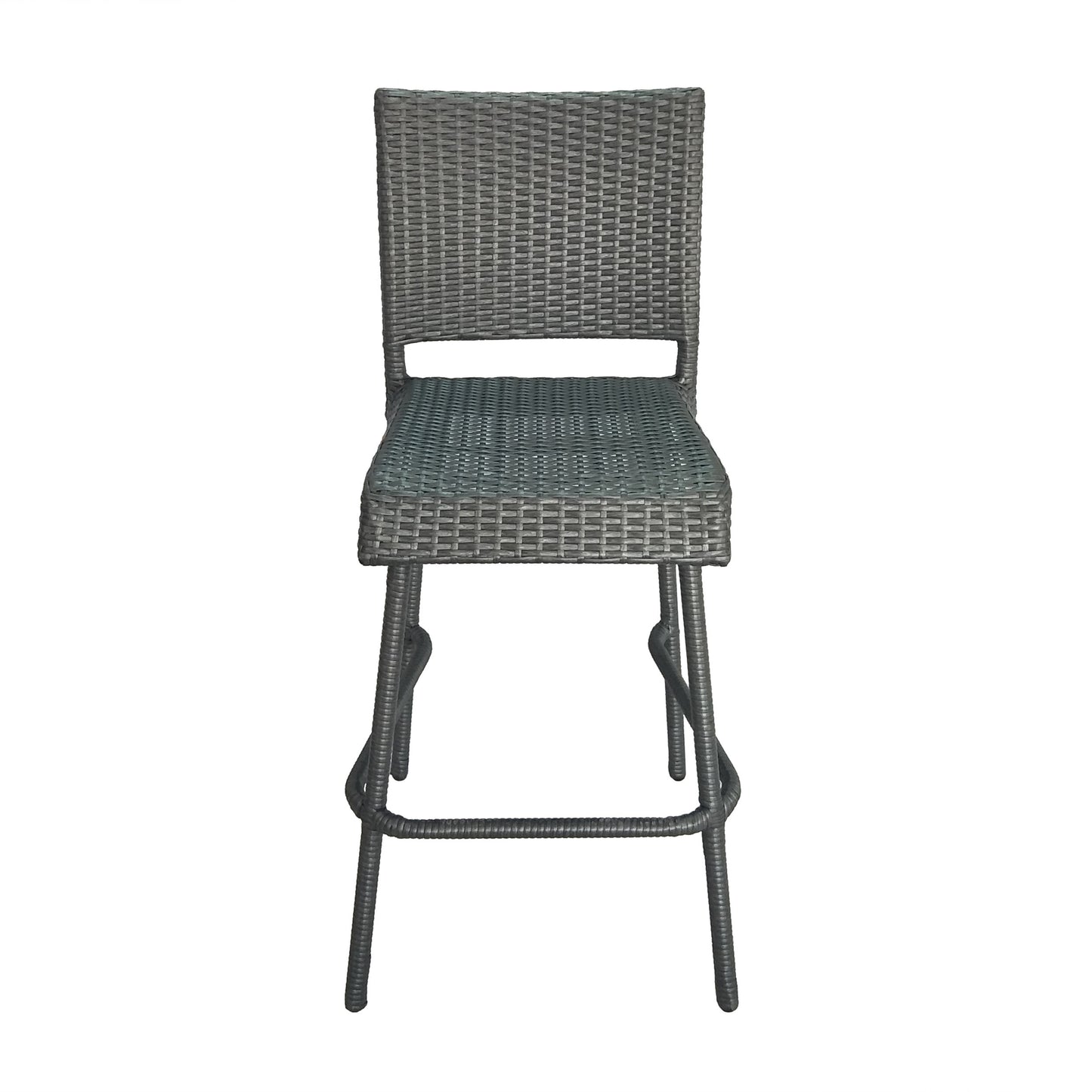 29" Outdoors PE Rattan Armless Barstools, Set of 2, Grey