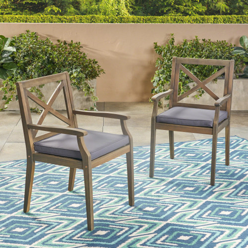PERLA DINING CHAIR,2PCS with 2 Cushions,grey
