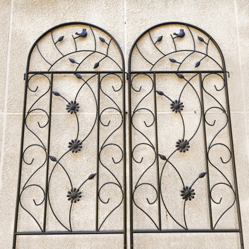 2 Pack 86.7 in. Iron Trellis for Climbing Plants Outdoor Flower Support Brown