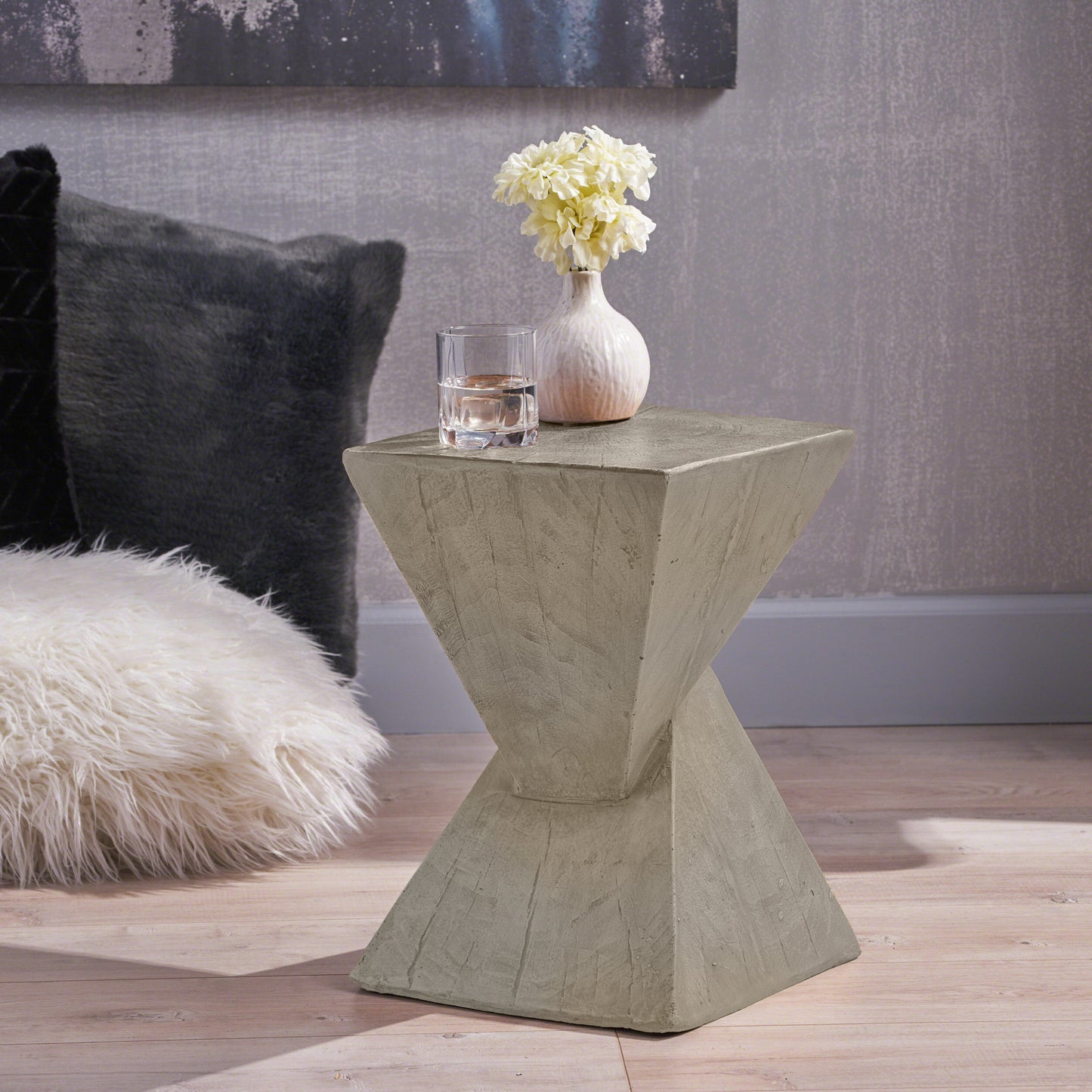 TESS Modern Side Table – Stylish Cent Table Compatible with Living Room, Bedroom, or Office – Versatile Home Furniture with Design and Sturdy Construction,Light gray Color