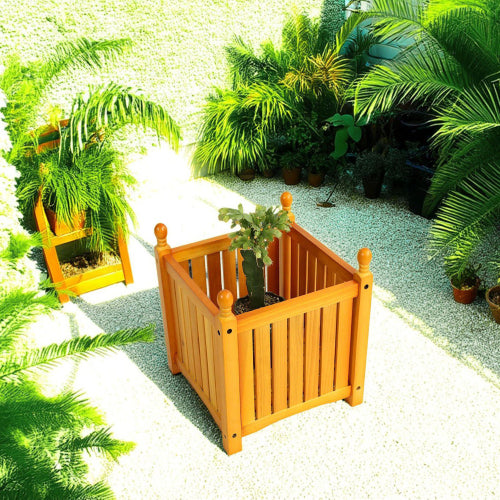 Wood Outdoor Square Wooden Flower and Herb Pot for Garden, Porch and Patio-Outside Plant and Vegetable Container