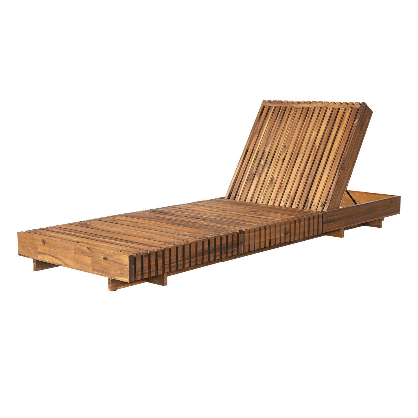 Lounge chaise Set, Acacia solid wood with  LOUNGE CUSHION (Dark Grey+TRIPLE FOLDS) - Matching Cream Version Available