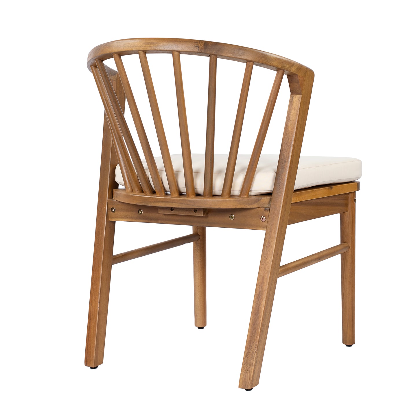 Outdoor Dining Chairs Set of 2, Acacia Wood Patio Chairs with Cream Washable Cushion,for Backyard, Poolside, Garden,Teak