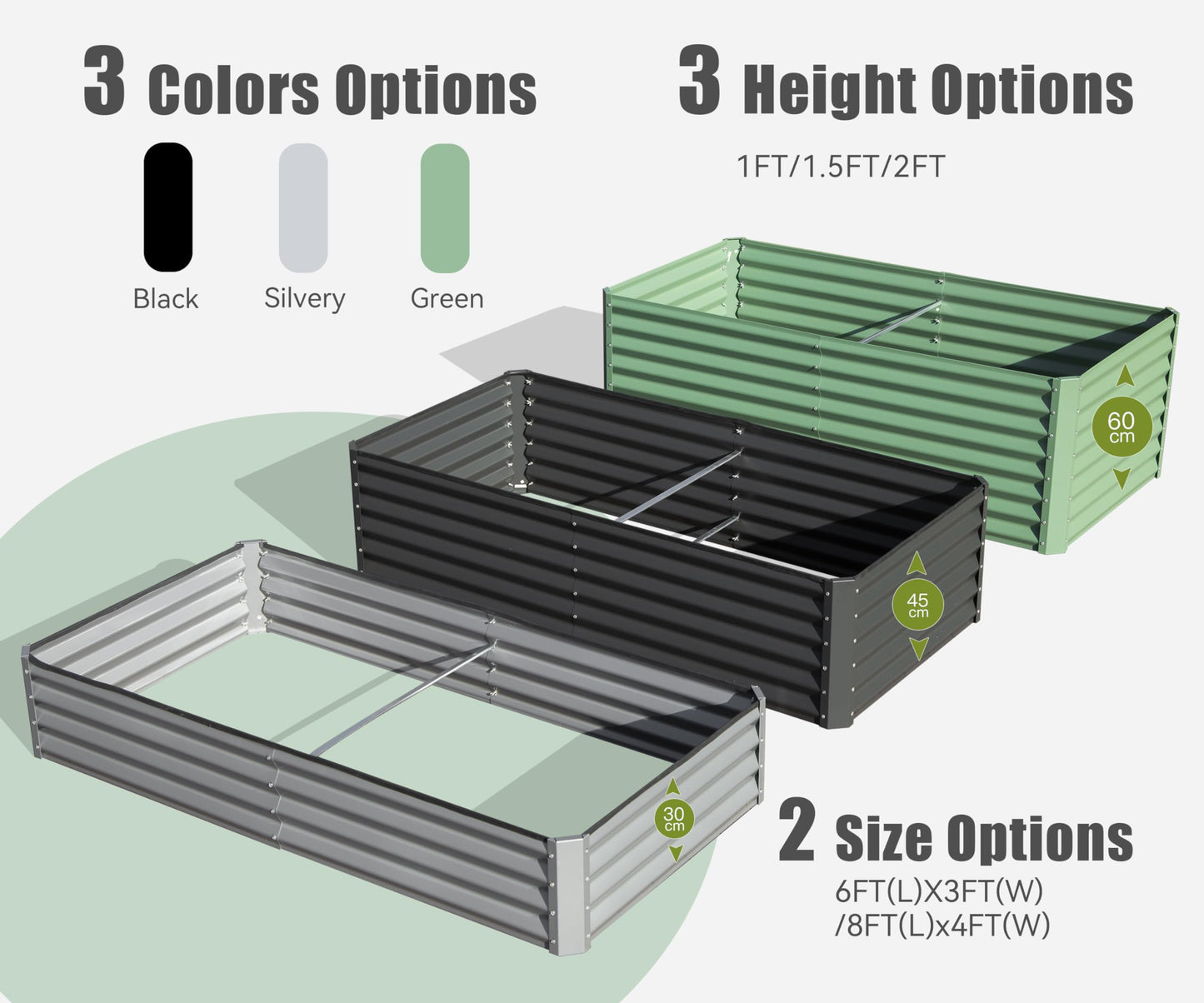 6x3x1ft Galvanized Raised Garden Bed, Outdoor Planter Garden Boxes Large Metal Planter Box for Gardening Vegetables Fruits Flowers,Gray