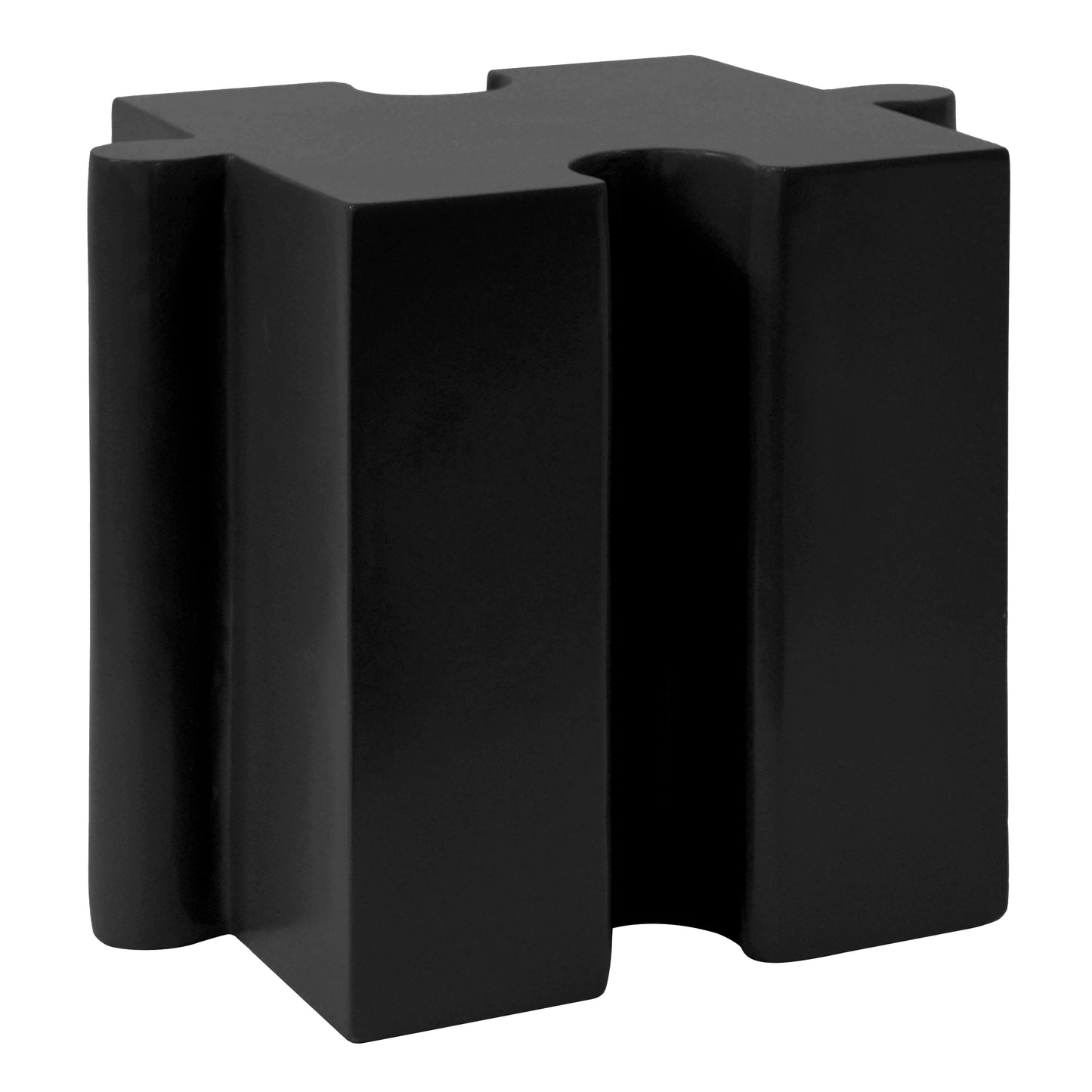3-Piece Artistic Puzzle Table Set,Modular MGO Side Tables with Interlocking Design (2 Convex & 1 Concave), 200lb Capacity for Indoor & Outdoor,Black Color