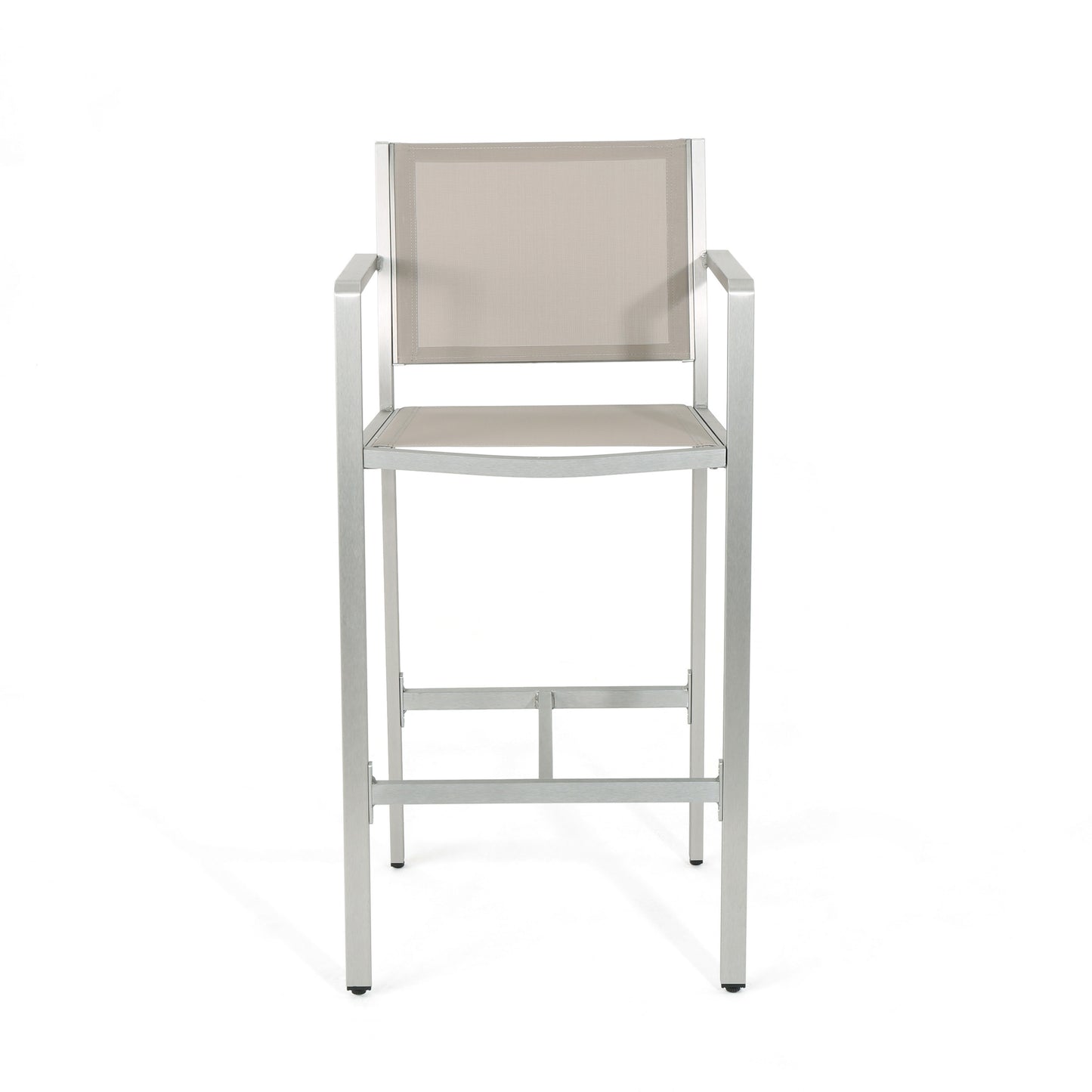 29.50" Barstools with Silver Rust-Proof Aluminum Frame, Grey Mesh, Set of 2