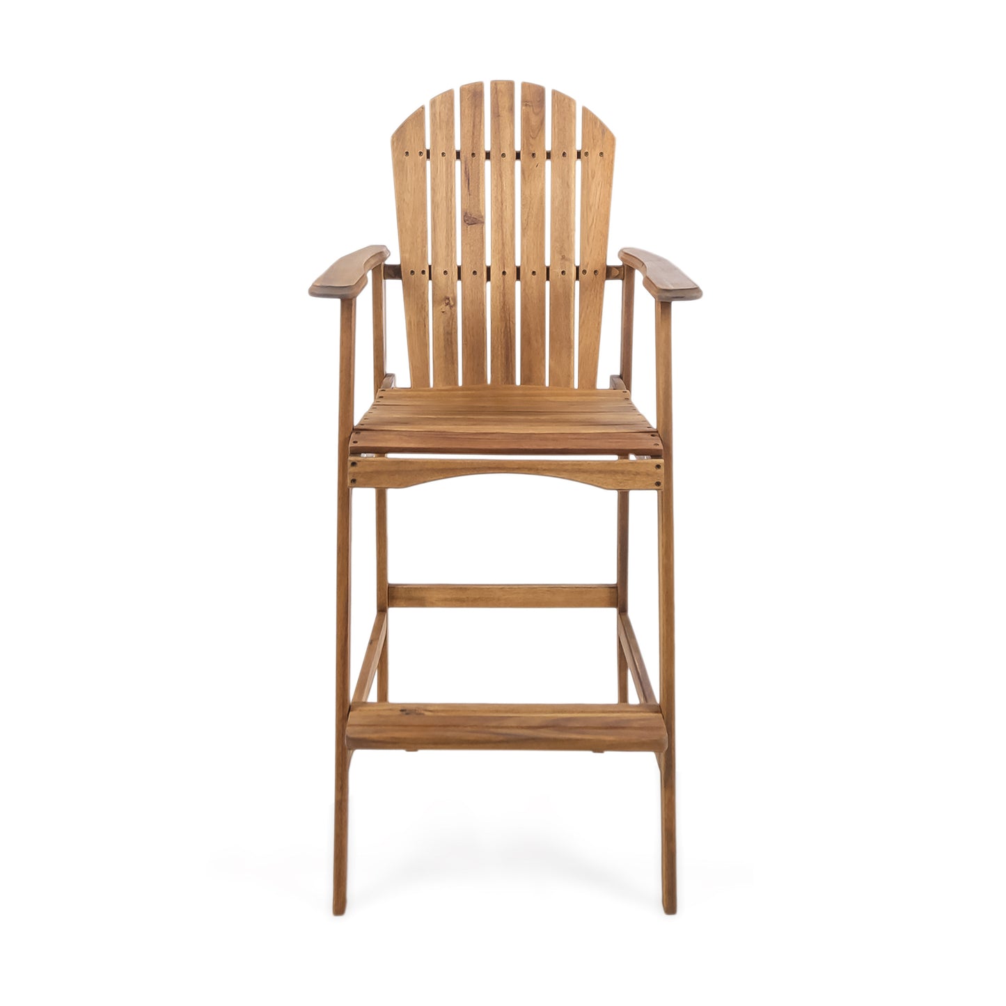 Outdoor Acacia Wood Adirondack Barstools, Set of 2, Natural Stained