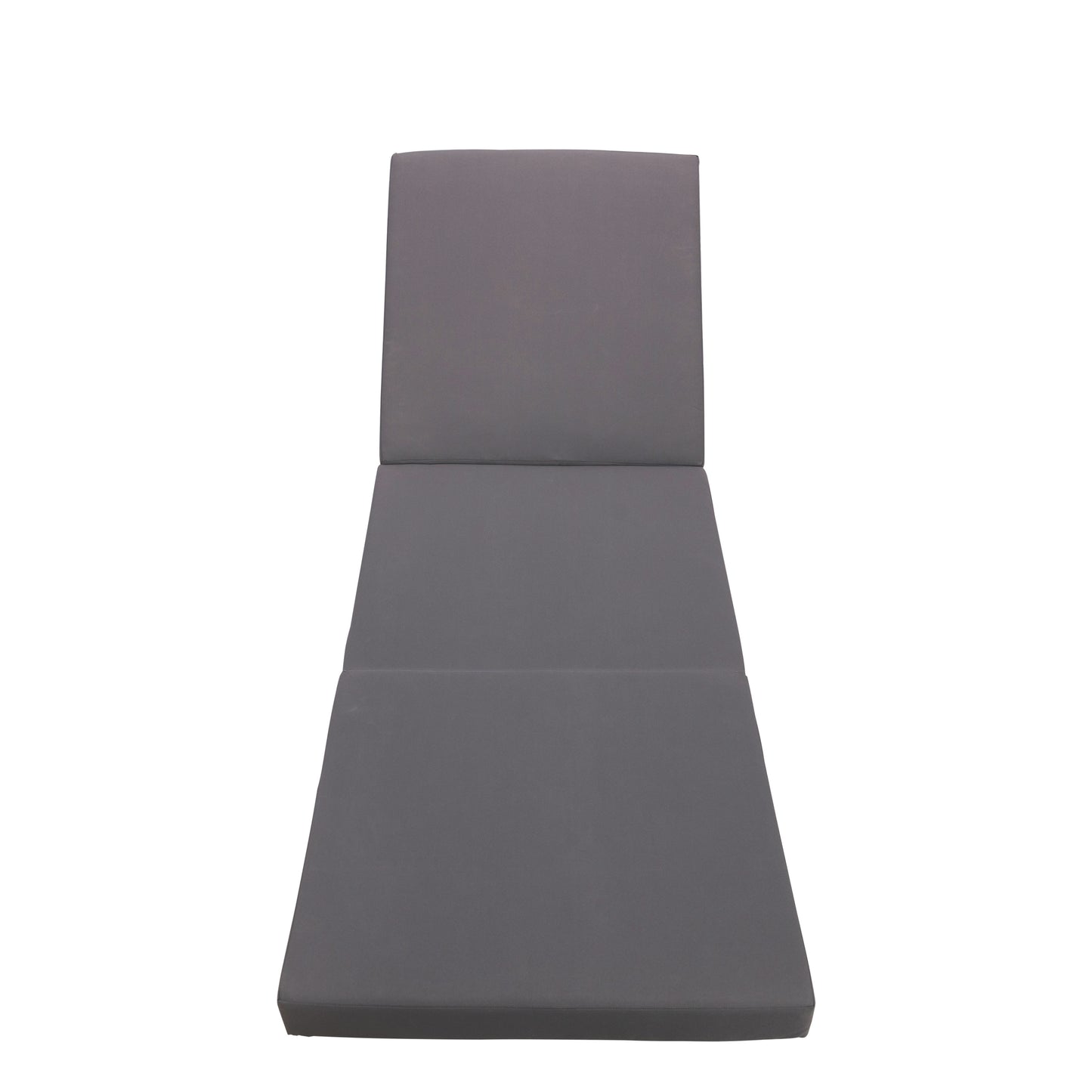 Black Acacia Wood Chaise Lounge with 4-Inch Dark Grey 3-Fold Cushion Set, 4-Position Adjustable Outdoor Patio Lounger with Flat Side Surface, for Poolside- Matching cream version available