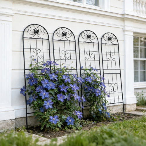 (4-Pack) Metal Garden Trellis 86.7 in. x 19.7 in. Rustproof Trellis for Climbing Plants Outdoor Flower Support