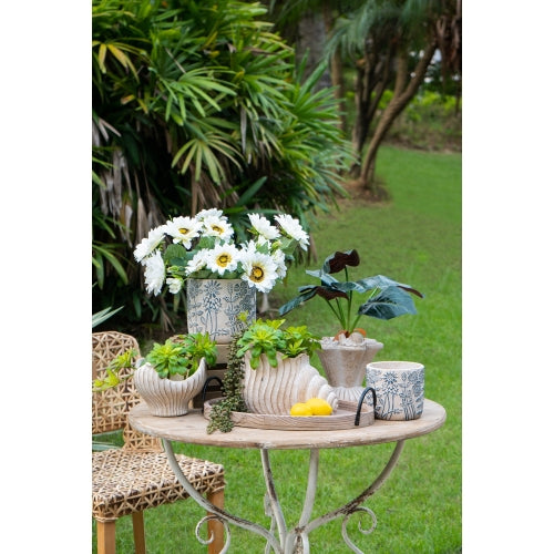 Beige Multi Outdoor Indoor Sand and Cement Nautilus Shell Planter with Textured Beige Finish (7 in. W x 7 in. H)