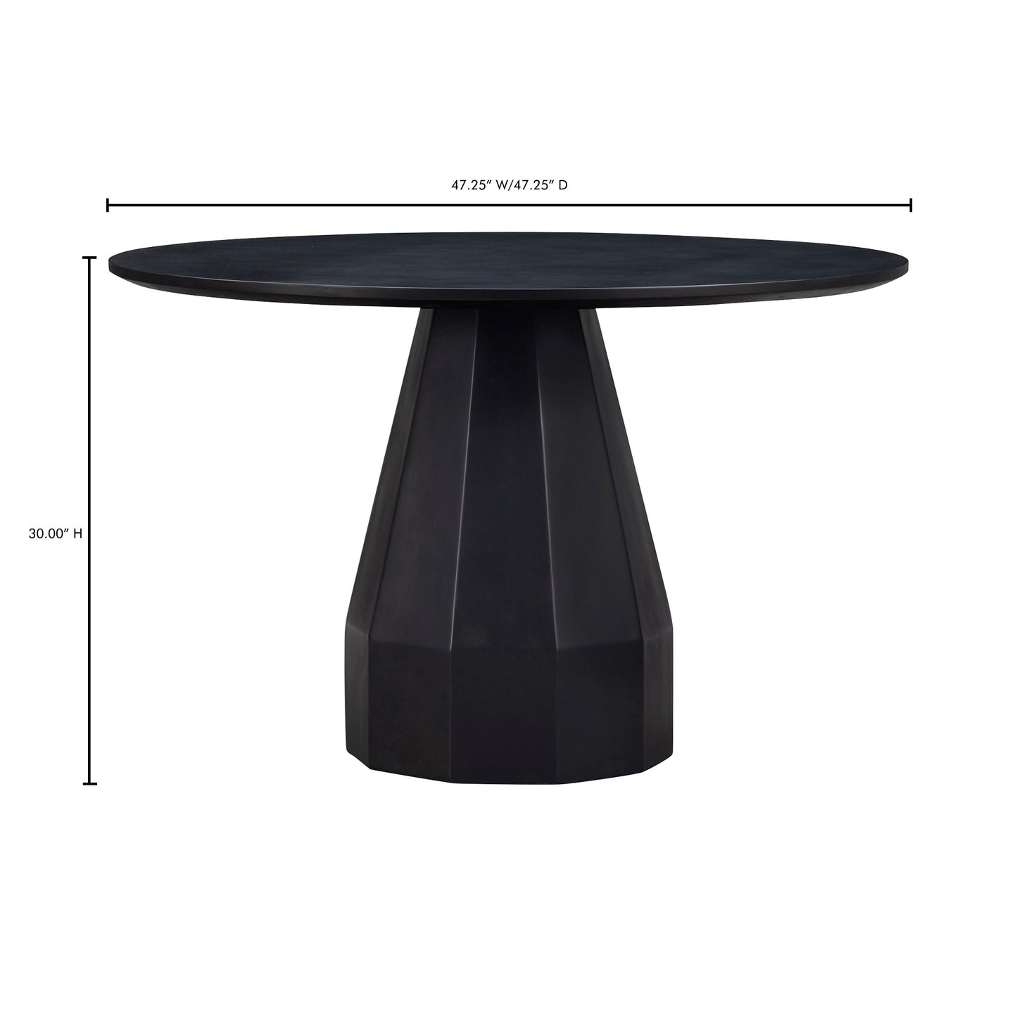Outdoor Dining Table for 4, Round Concrete Top, Geometric Base, Black