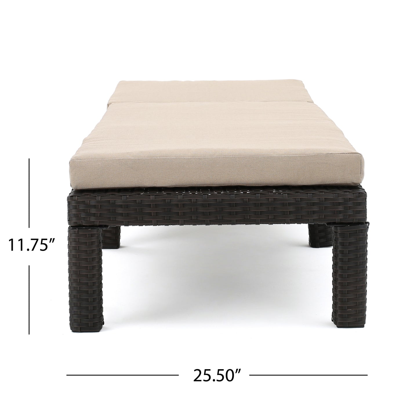 PUERTA KD CHAISE LOUNGE, DARK BROWN FRAME WITH BEIGE CUSHION