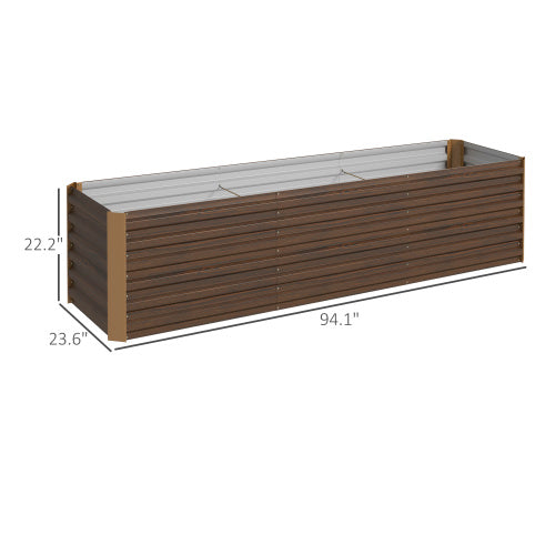 Outsunny 8 x 2 x 2ft Galvanized Raised Garden Bed Kit, Outdoor Metal Elevated Planter Box with Safety Edging, Large Raised Bed for Growing Flowers, Herbs and Vegetables