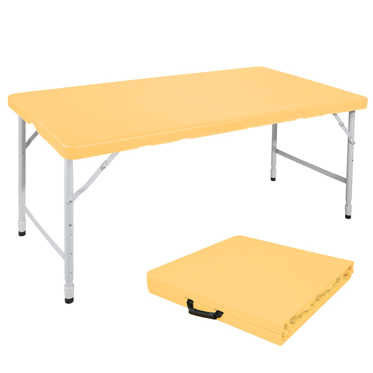 4ft Light Yellow Portable Folding Table Indoor&Outdoor Maximum Weight 135KG Foldable Table for Camping