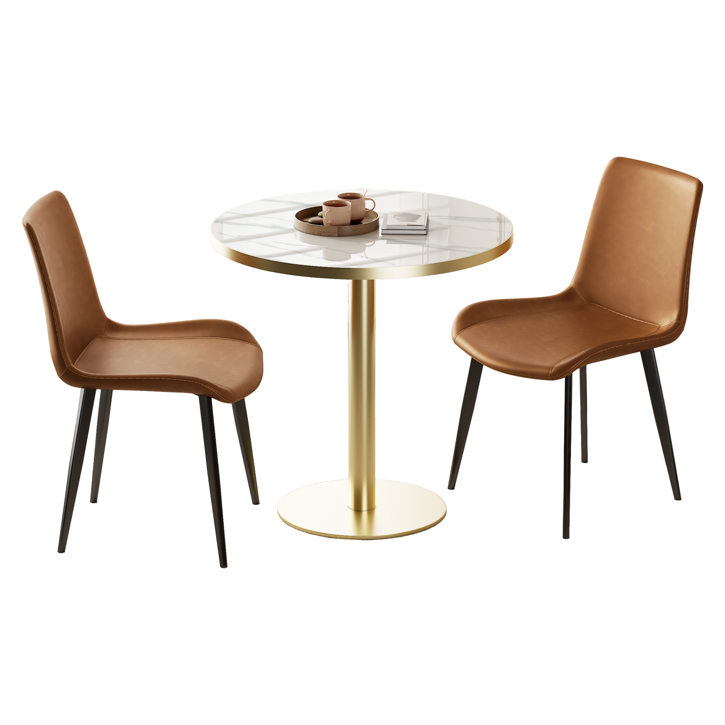 Round Modern Dinning Table 31.5 inches Bistro Table Tulip Table with Faux Marble top,Easy Assemble,Sturdy Metal Frame Diameter