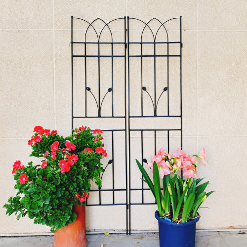 71 in. H 4-Pack Black Metal Garden Trellis Outdoor Rustproof Trellis for Climbing Plants