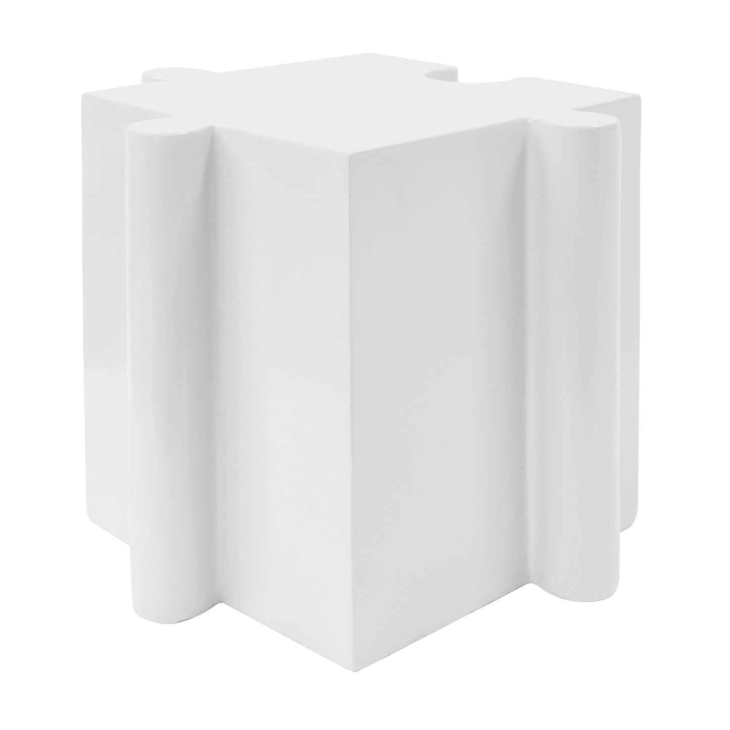 3-Piece Artistic Puzzle Table Set,Modular MGO Side Tables with Interlocking Design (2 Convex & 1 Concave), 200lb Capacity for Indoor & Outdoor,White Color