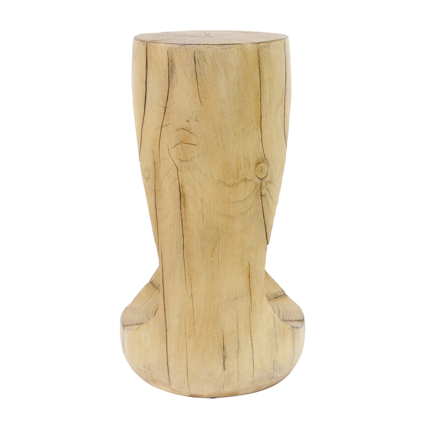 Outdoor Side Table,Hollow Design End Table,Patio Garden Stool Table,Decorative Accent Table for Patio Balcony Beach Pool Side,Lightweight Concrete,Wood Like Texture,Natural Color
